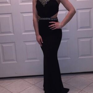 Black and Silver Sequin Bodycon Gown for Prom